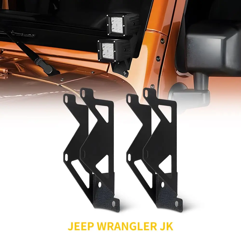 Dual A-Pillar Light Mount With Jeep JK Wrangler 07-18