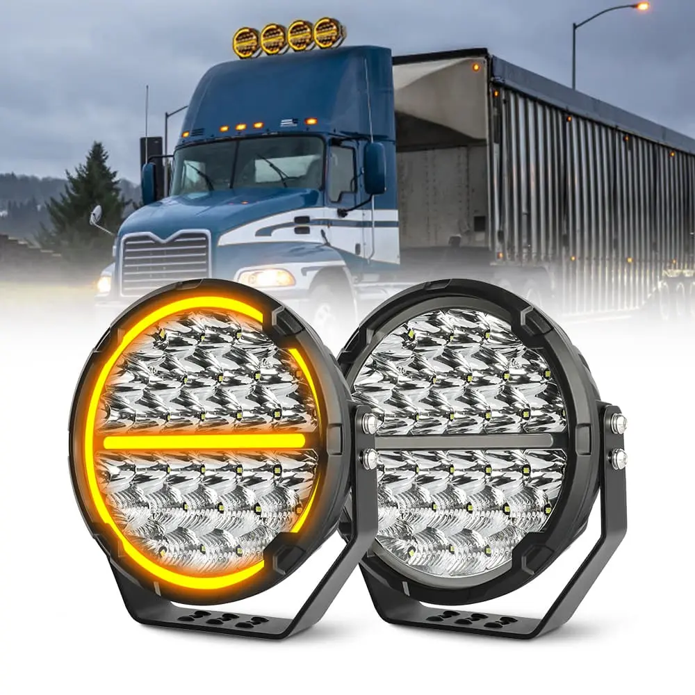 Round DRL Driving Spot Lights 9 Inch